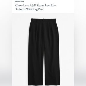 Short Curve Love A&F Sloane Low Rise Black Tailored Wide Leg Pant